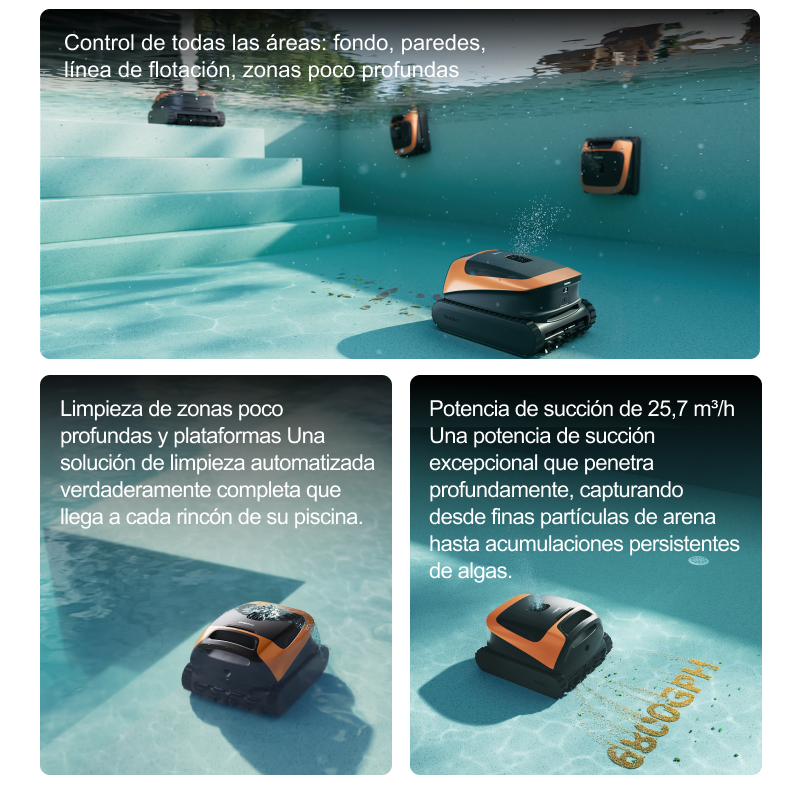 Pulizia di piscine completamente senza fili