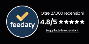Feedaty logo with 4.8/5 rating and five stars from over 27,000 reviews — read all reviews
