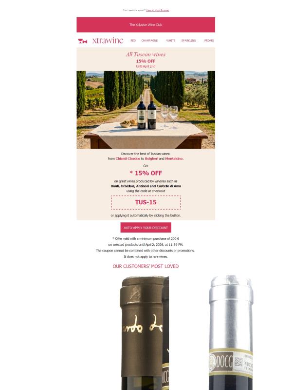 All Tuscan wines | 15% off