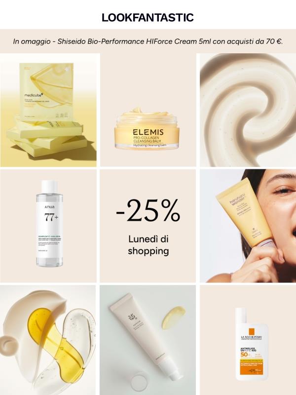 -25% | Lunedì di shopping
