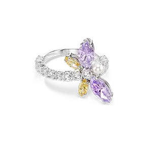 Anello con motivo Ariana Grande x Swarovski, Taglio misto, Libellula, Multicolore, Placcato rodio