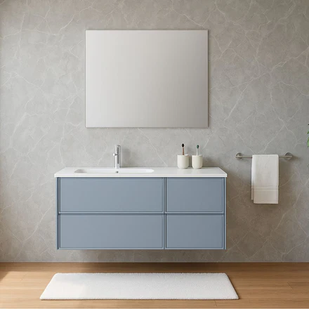 Mobile Bagno Sospeso 100 cm. Grigio con Lavabo e Specchio mod. MALIBU