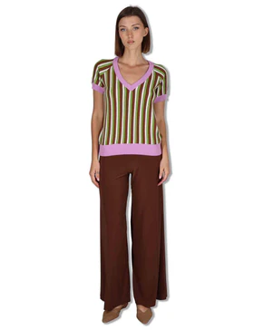 Pantaloni Palazzo Trousers in jersey marrone Donna JFAPN0001-E2771-1275 8110