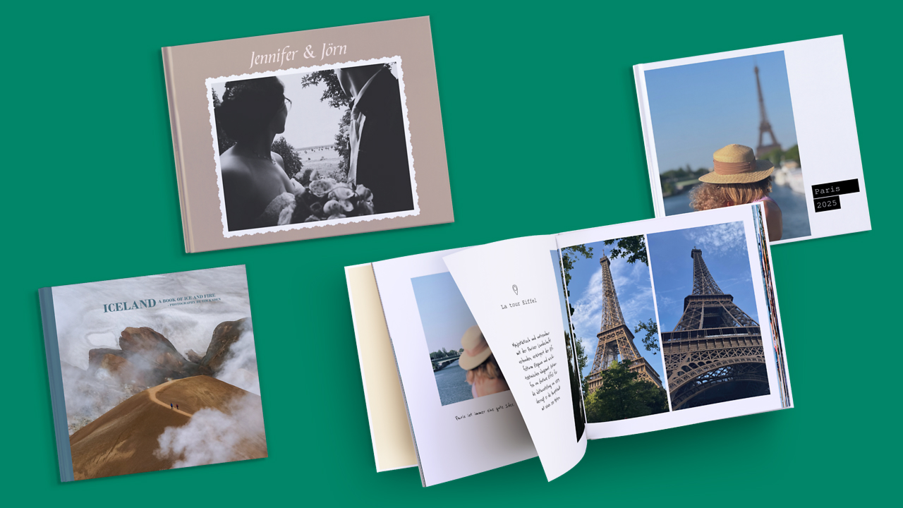Mix di Fotolibri Pixum con diverse foto e temi
