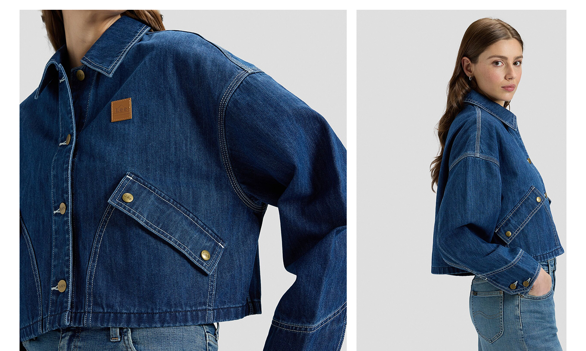 CROPPED DENIM JACKET MID DARK SHADE