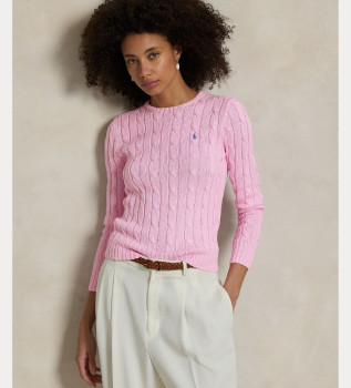 maglione-rosa-in-cotone-lavorato-a-trecce