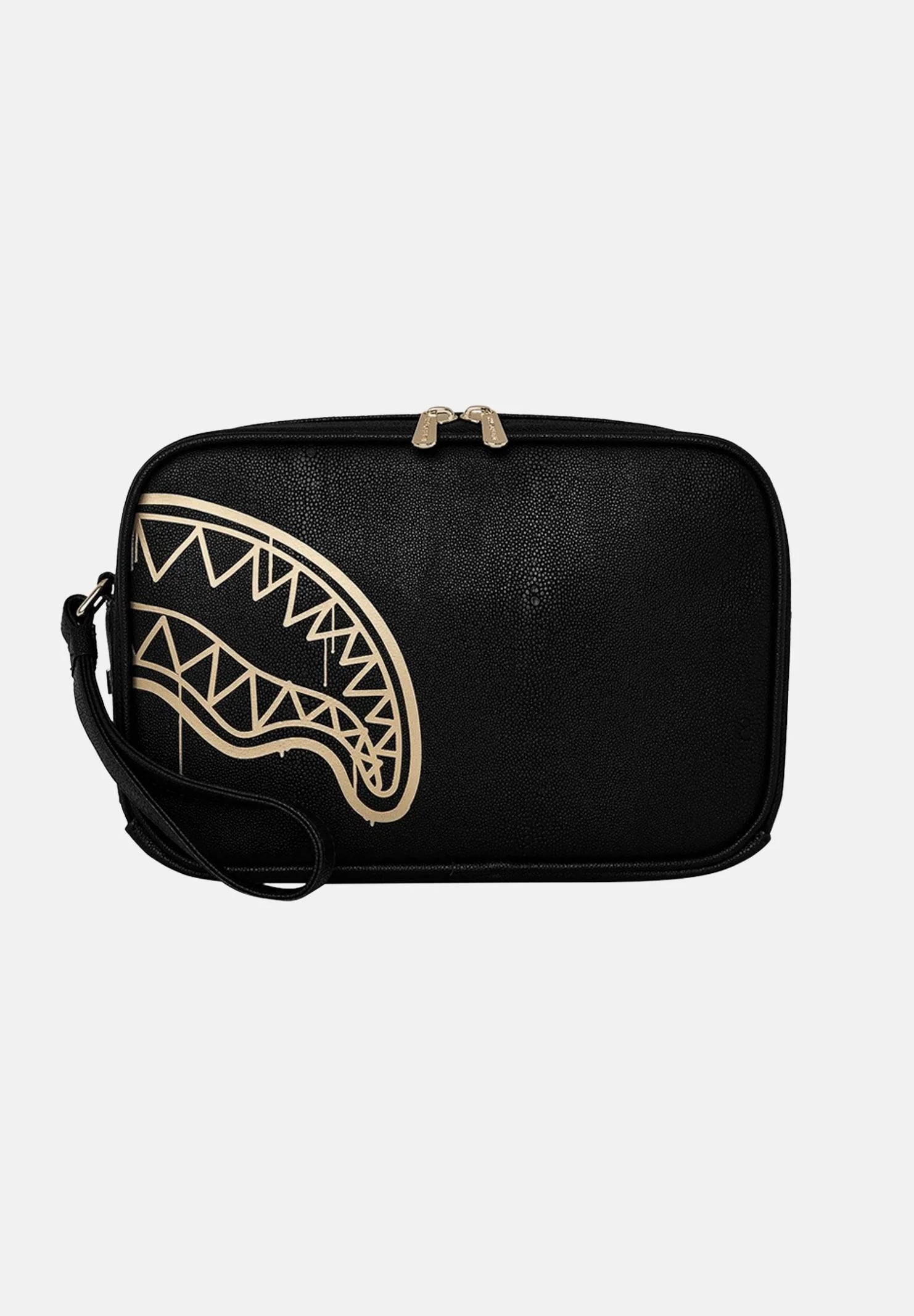 Image of SPRAYGROUND Pochette That Gold Drap nera per uomo e donna