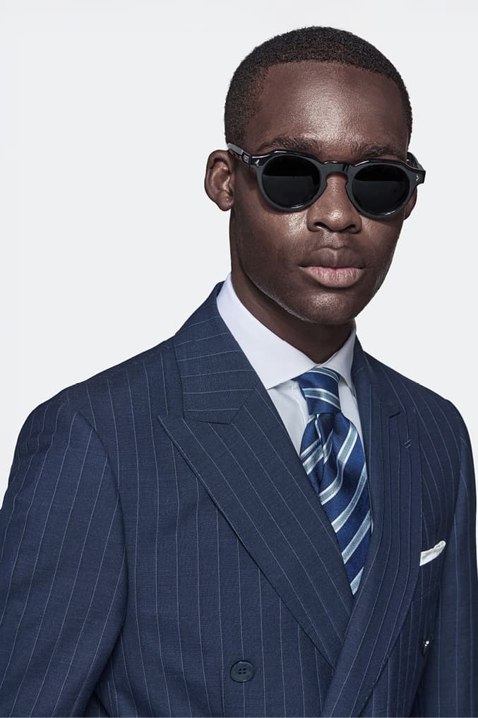 Abito doppiopetto gessato in pura lana