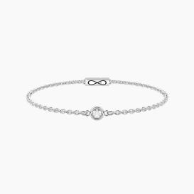 Bracciale unisex con catena rolò in acciaio, diamante Lab-Grown 0,08 carati, chiusura non-reversibile con simbolo dell'infinito Bracciale unisex con catena rolò in acciaio, diamante Lab-Grown 0,08 carati, chiusura non-reversibile con simbolo dell'infinito