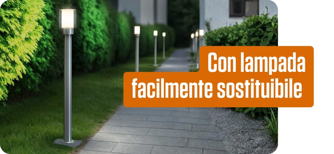 Con lampada facilmente sostituibile 
