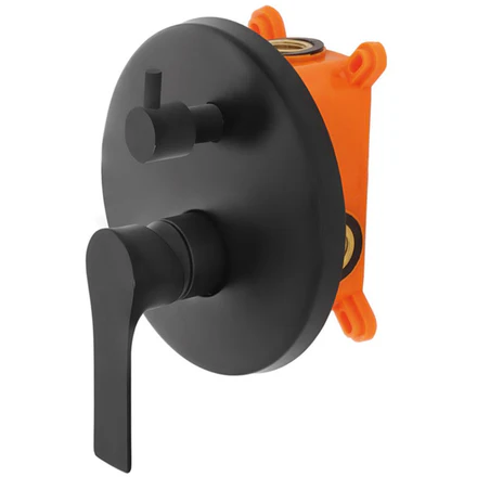 Miscelatore Doccia da Incasso con Deviatore, Monocomando in Ottone Inossidabile Nero Opaco Rotondo