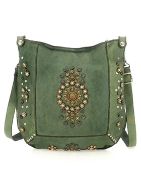 Borse Nora in pelle verde con borchie e tracolla Donna C035340ND X3037 C3038