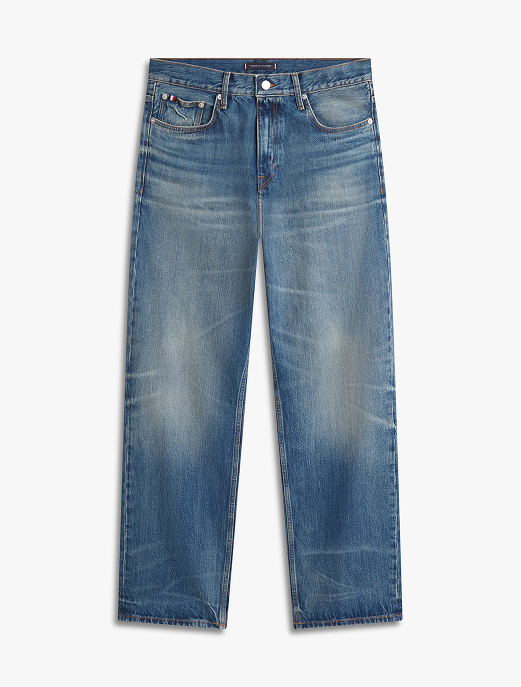 Jeans relaxed fit dritti con baffature