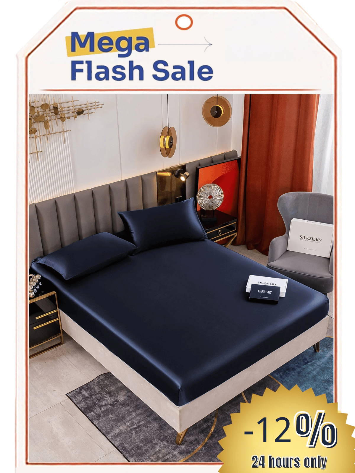 Image of Set da 3 pezzi in seta 19Momme: lenzuolo con angoli + 2 federe