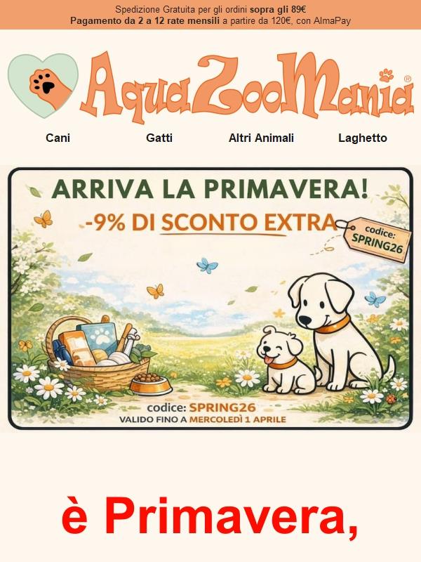 9% di Sconto - ULTIME ORE 🌻 ...per i nostri amici animali! 🐶🐱🐦🐇🐠