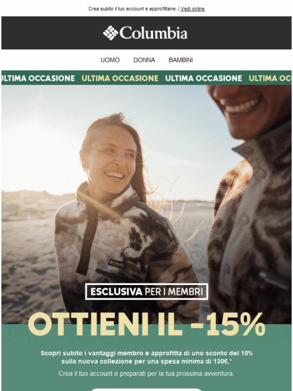 Scade stasera: sblocca il 15% di sconto sui nuovi arrivi ⏳