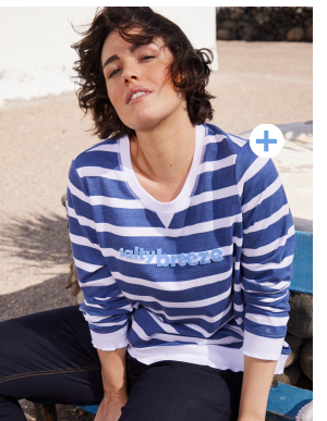 Felpa con motivo ad anelli, scritta, scollo a girocollo, maniche lunghe