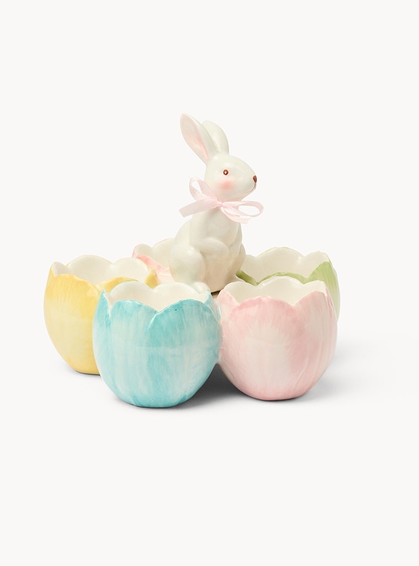 Porta uova in ceramica dettaglio coniglio