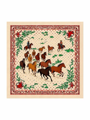 Image of Pura Seta Mandria Di Cavalli Sciarpa Quadrata - Taglia 90x90cm