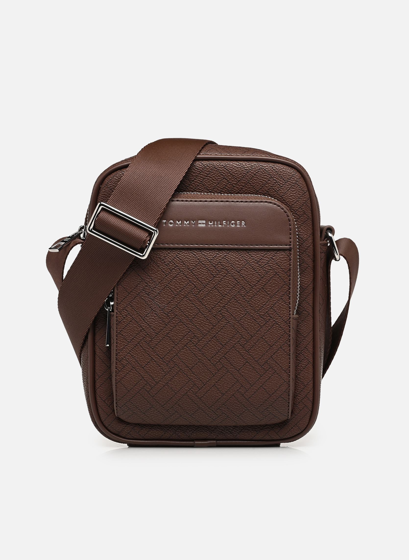 Tommy Hilfiger Sacs bandouli&egrave;re TH FLAG MONOGRAM MINI REPORTER homme marron