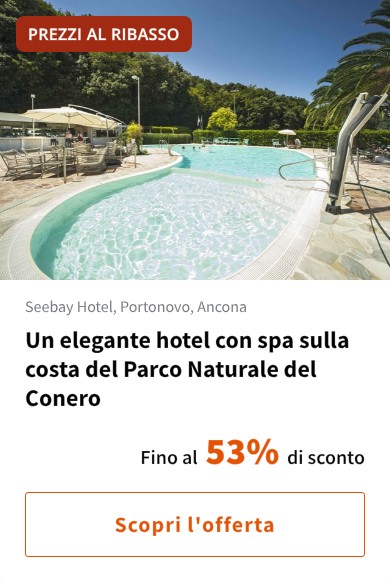 Un elegante hotel con spa sulla costa del Parco Naturale del Conero