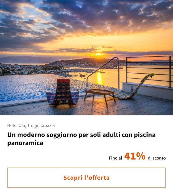 Un moderno soggiorno per soli adulti con piscina panoramica