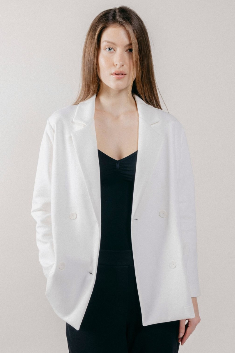 Giacca Blazer Doppiopetto in Interlock White