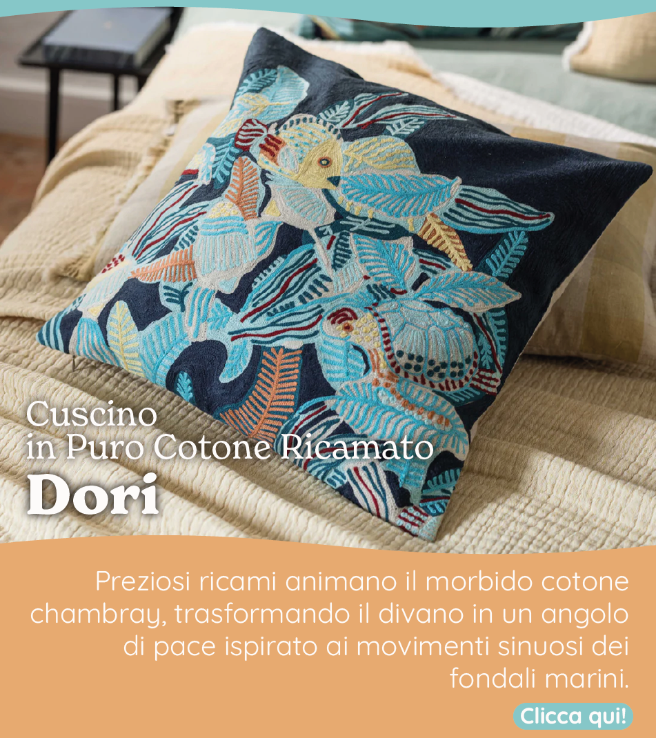 Cuscino in Puro Cotone Ricamato - Dori