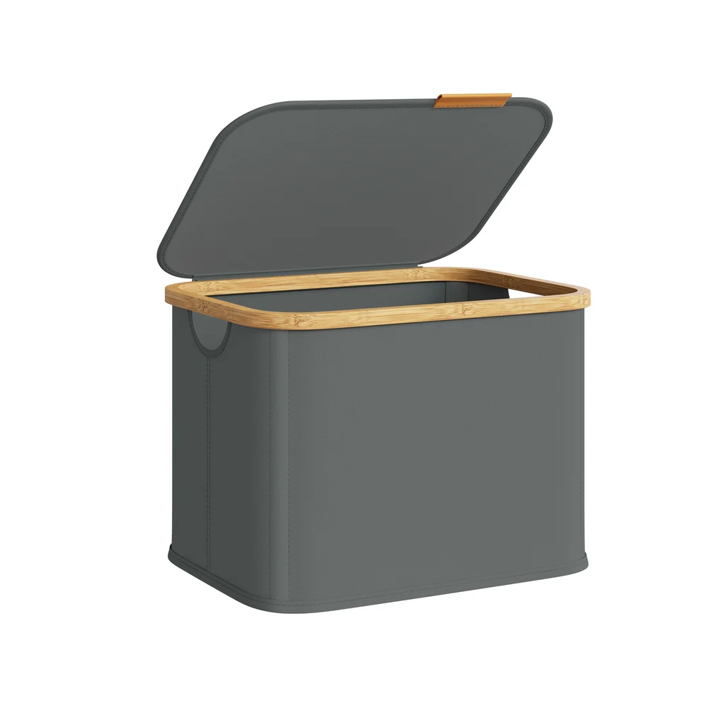 Image of Cesto portabiancheria pieghevole in tessuto con coperchio