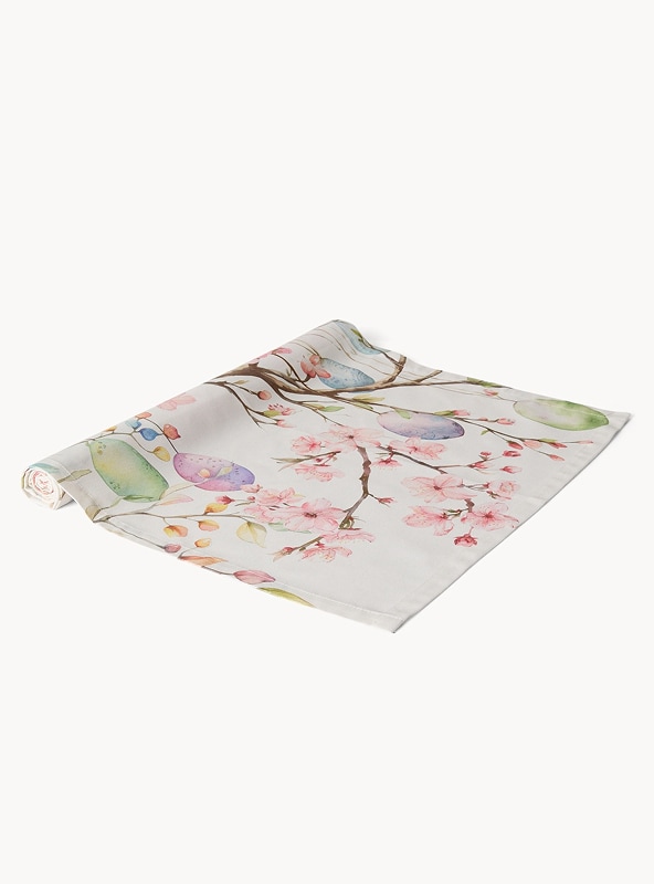 Runner in drill di cotone stampa pasquale by Tessitura Randi