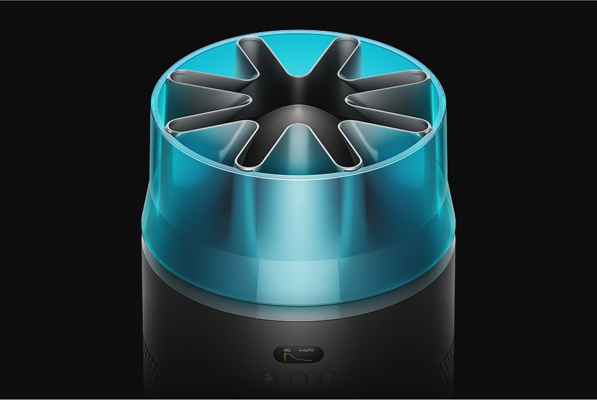 Il sistema di silenziamento del purificatore Dyson HushJet Purifier Compact.