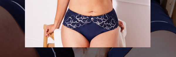 Slip midi bicolore con inserto di pizzo in microfibra