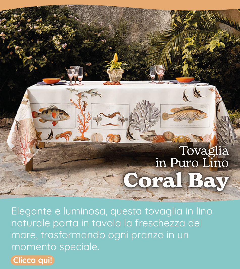 Tovaglia in Puro Lino Fantasia Marina - Coral Bay