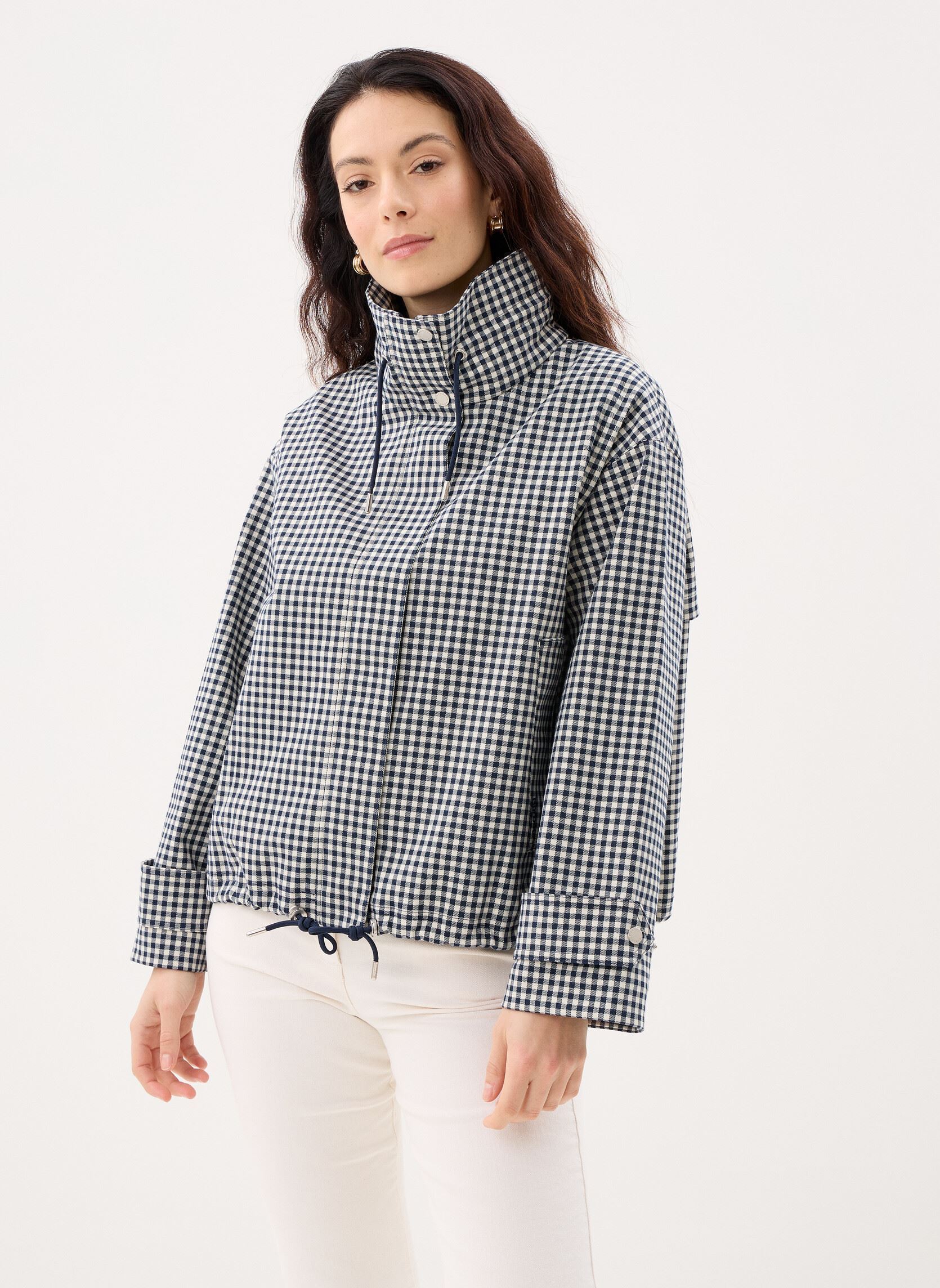 Giacca impermeabile Barbour Parkas Bronwyn Check per donne grigia