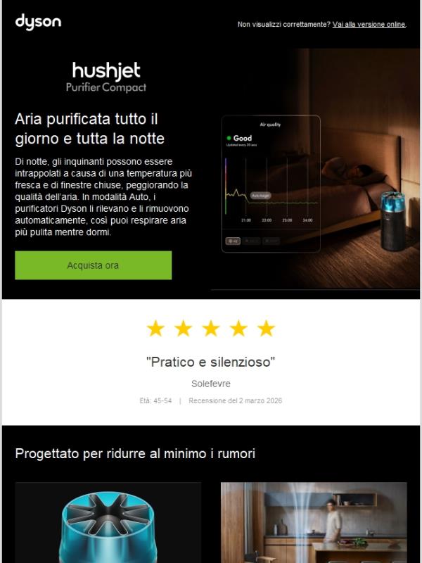 Progettato per ridurre al minimo i rumori