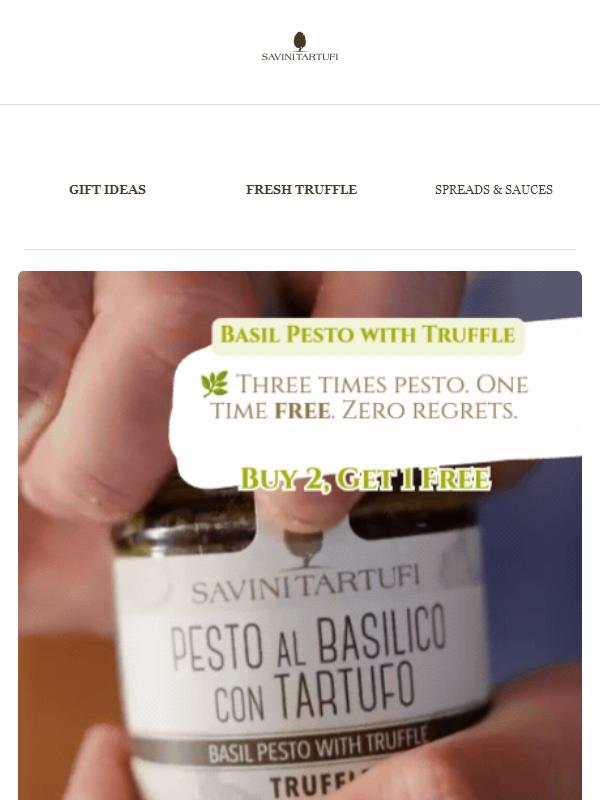 🌱 Three times pesto. One time free. Zero regrets.