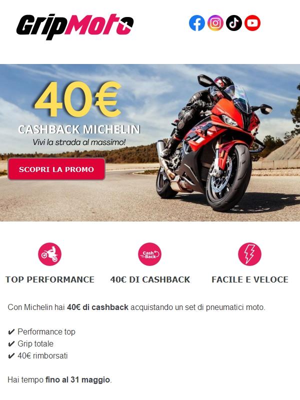 🏍️ 40€ di cashback Michelin: approfittane ora