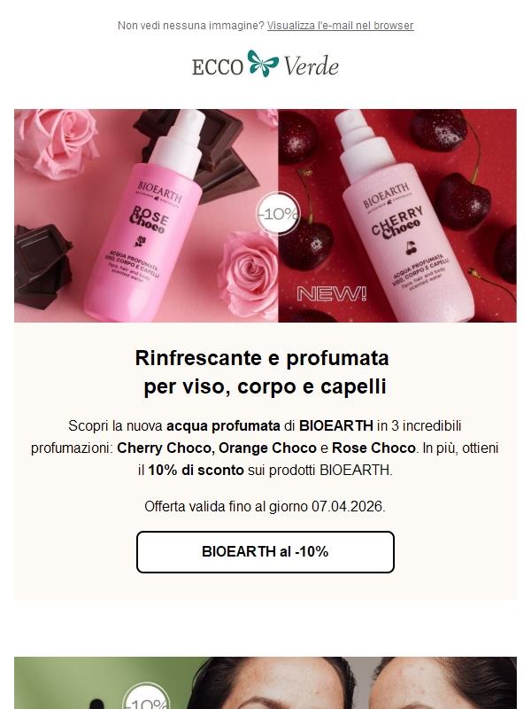 🍒🍊🌹NOVITÀ: acqua profumata di BIOEARTH