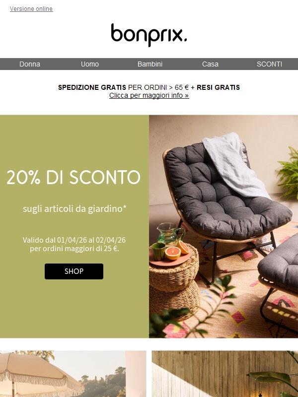 20% di sconto sugli articoli da giardino 🌷