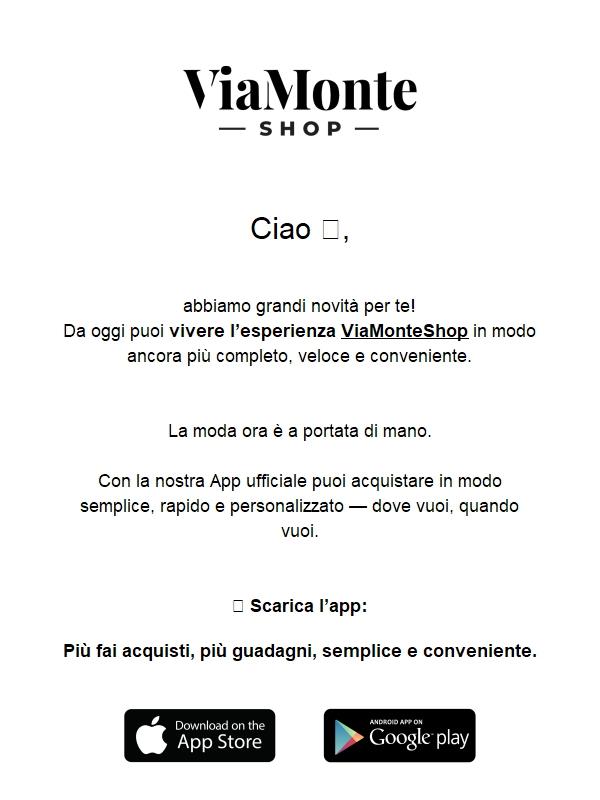 3 novità imperdibili: App ViaMonteShop, Credito vero e Second Family