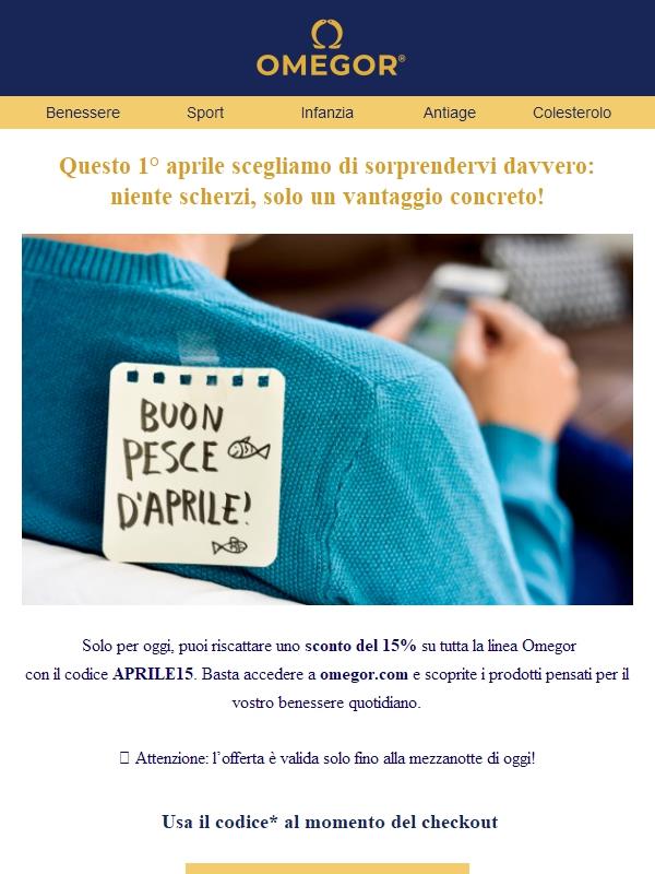 Nessuno scherzo: -15% solo per oggi 🐟