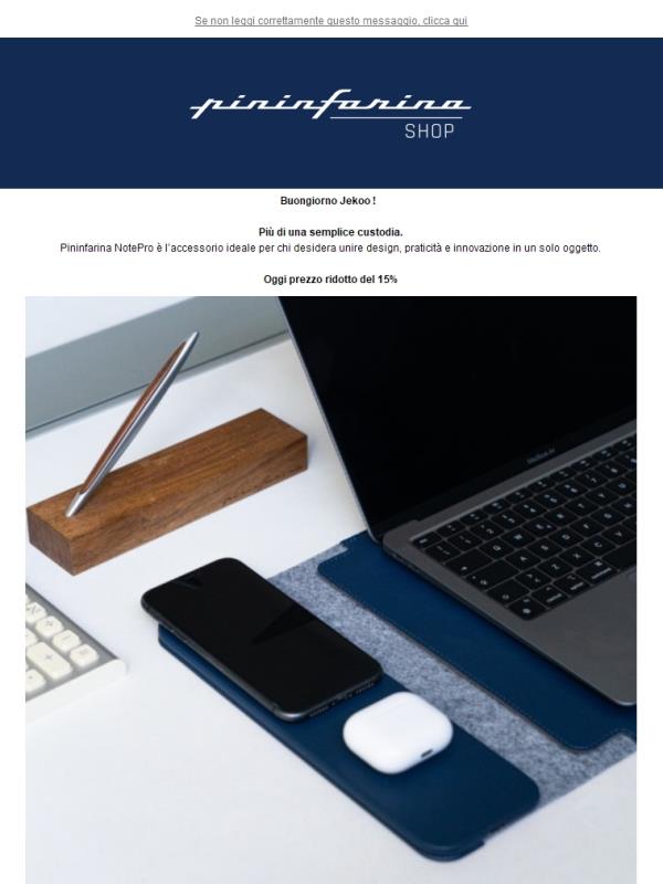 NotePro Pininfarina: Custodia, Sottomano da scrivania, Ricarica wireless