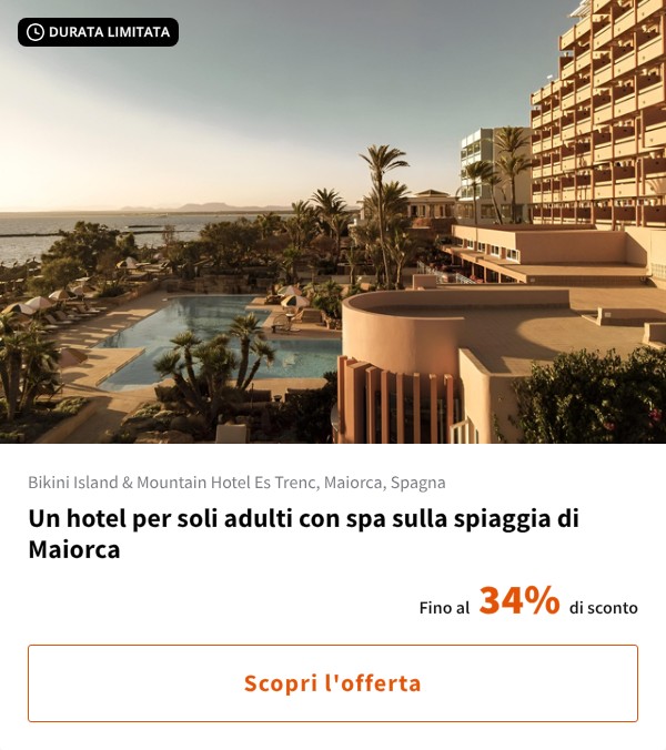 Un hotel per soli adulti con spa sulla spiaggia di Maiorca