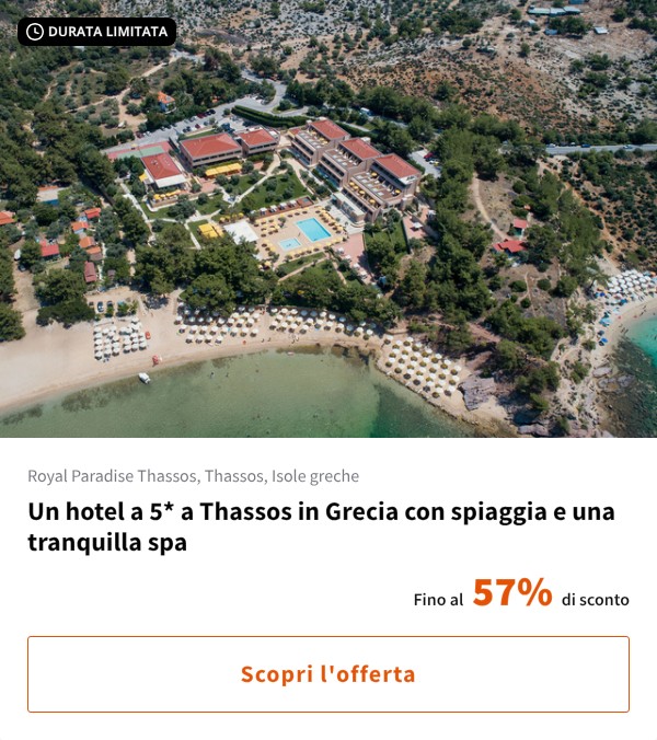 Un hotel a 5* a Thassos in Grecia con spiaggia e una tranquilla spa