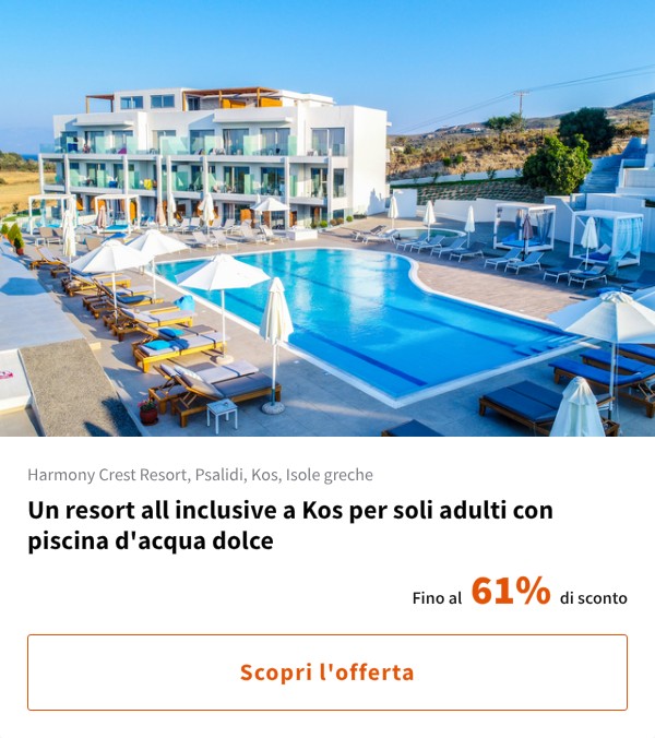Un resort all inclusive a Kos per soli adulti con piscina d'acqua dolce