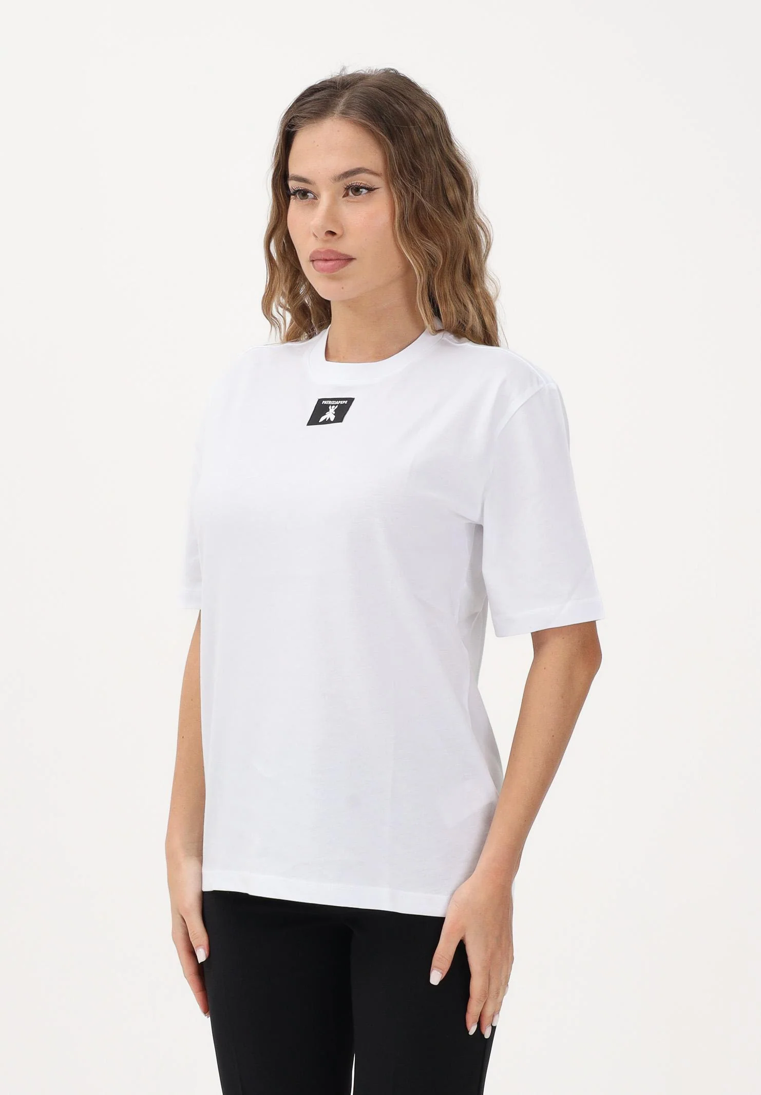 Image of PATRIZIA PEPE T-shirt a manica corta bianca da donna con logo