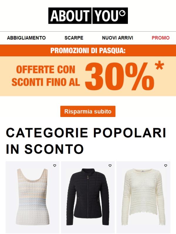 OFFERTE di Pasqua: fino a - 30% di sconto*