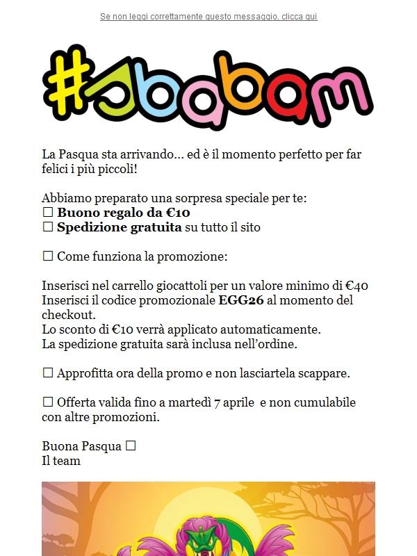 Pasqua speciale: € 10 di regalo + spedizione gratuita 🐣