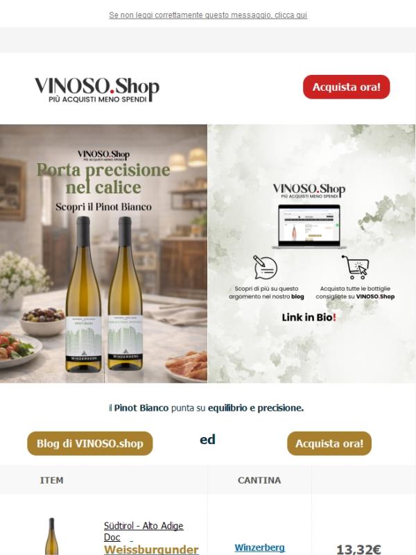 🥂 VINOSO | il Pinot Bianco punta su equilibrio e precisione