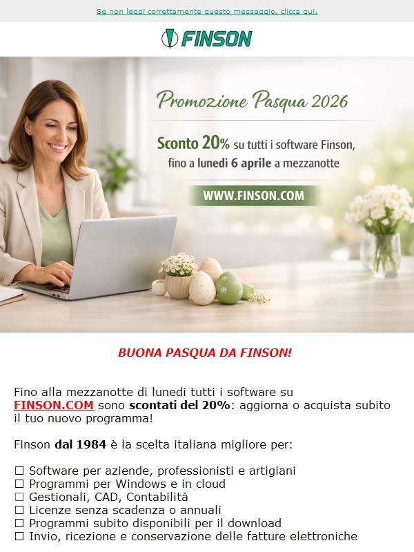 Promozione "Buona Pasqua" da Finson!